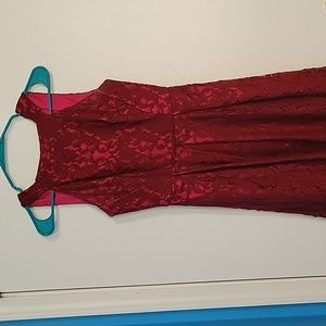 Red and pink lace dress